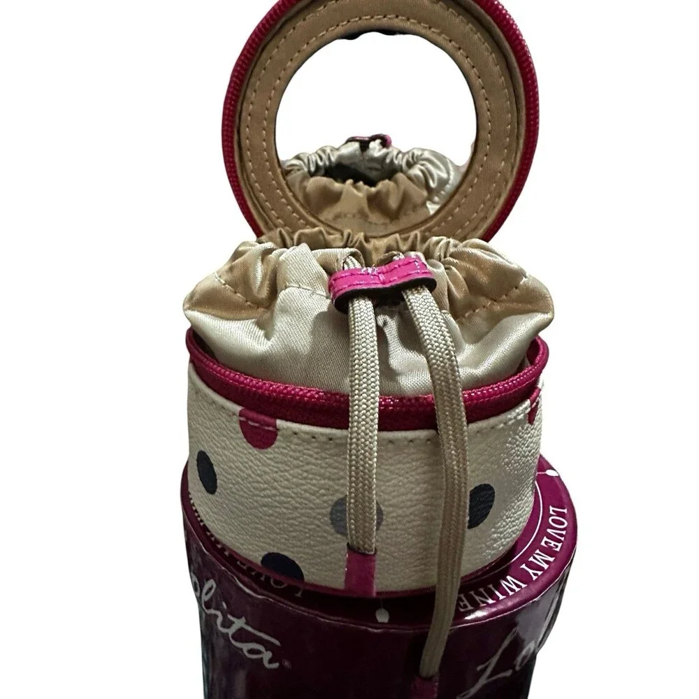 RARE Coach Polka dot Round Travel Jewelry Box White/multicolor Mirror NWT HTF